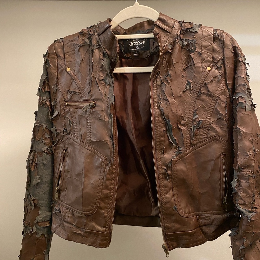 Pleather jacket rip